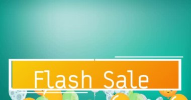 Yeşil arka planda balonların üzerinden satılan mesajların animasyonu. satış, perakende ve tasarruf konsepti dijital olarak oluşturulmuş video.