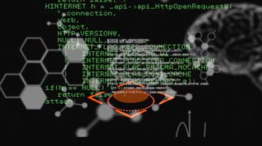 İnsan beyninin animasyonu, veri işleme üzerindeki moleküller. küresel tıp, bilim, araştırma, teknoloji ve bağlantılar konsepti dijital olarak oluşturulmuş video.