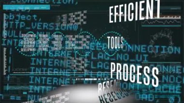 DNA ipliği üzerinde metin ve veri işleme animasyonu. küresel tıp, bilim ve teknoloji konsepti dijital olarak üretilen video.