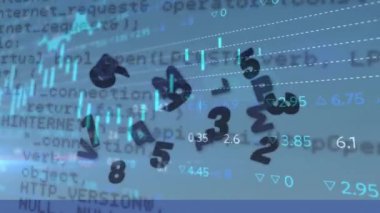 Finansal veri işleme ile numaraların animasyonu. küresel teknoloji, finans, iş ve veri işleme kavramı dijital olarak oluşturulmuş video.