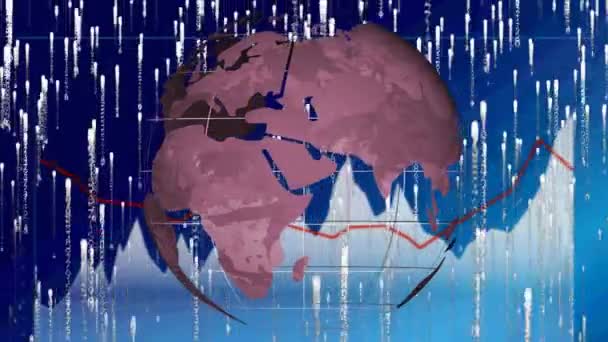 Animering Jordklotet Och Databehandling Skärmen Globalt Digitalt Gränssnitt Och Nätverkskoncept — Stockvideo