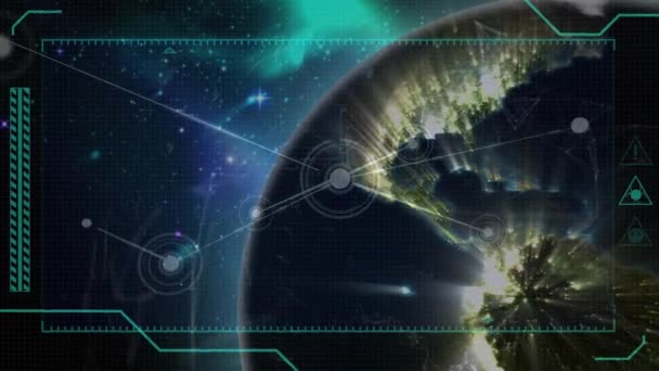 Animación Red Conexiones Con Globo Girando Espacio Conexiones Globales Tecnología — Vídeo de stock