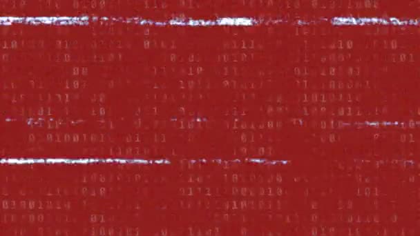 Animazione Dello Schermo Digitale Con Codifica Binaria Glitch Sfondo Rosso — Video Stock