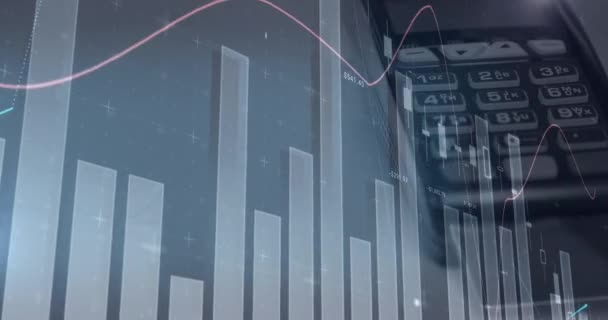 Statisztikai Animáció Adatfeldolgozás Fizető Terminál Felett Globális Üzleti Technológiai Adatfeldolgozási — Stock videók