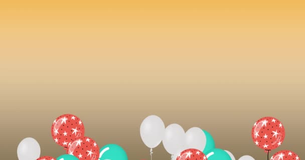 Animation Des Sommerschlussverkaufs Text Über Flamingo Und Luftballons Auf Orangefarbenem — Stockvideo