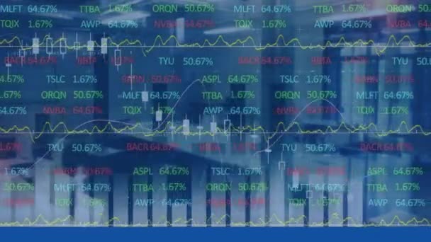 Animación Del Procesamiento Datos Financieros Registro Estadístico Finanzas Globales Negocios — Vídeos de Stock