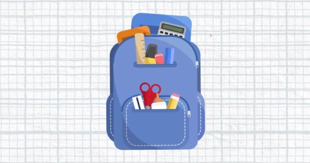 Animação Mochila Escolar Papel Quadrado Conceito Educação Aprendizagem Conhecimento Gerado — Vídeo de Stock