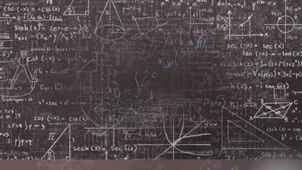 Animação Equações Matemáticas Sobre Fundo Preto Conceito Educação Ciência Aprendizagem — Vídeo de Stock