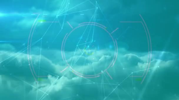 Animatie Van Het Netwerk Van Verbindingen Gegevensverwerking Wolken Mondiaal Technologie — Stockvideo