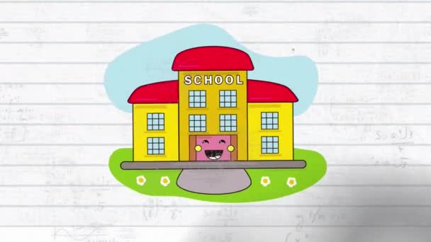 Animace Matematických Rovnic Školní Ikony Bílém Pozadí Vzdělávání Vědy Vzdělávání — Stock video