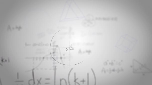 Animación Ecuaciones Matemáticas Moviéndose Sobre Fondo Gris Educación Ciencia Aprendizaje — Vídeo de stock