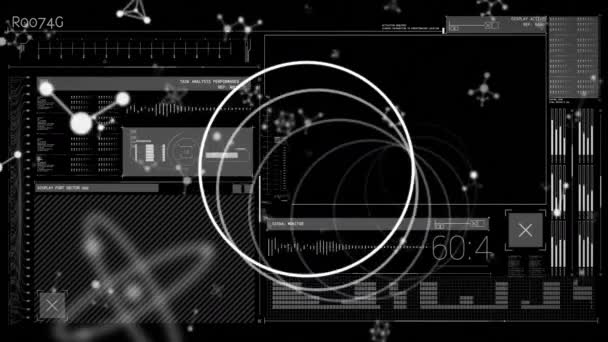 Animación Moléculas Escaneo Del Alcance Sobre Procesamiento Datos Medicina Global — Vídeos de Stock