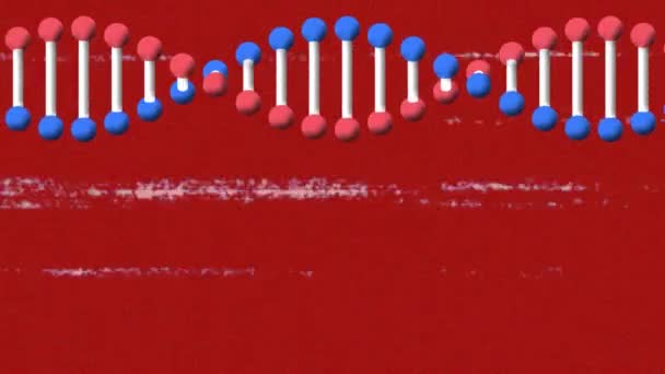 Animering Dna Strängen Spinning Med Glitch Och Databehandling Global Vetenskap — Stockvideo