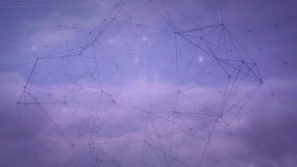 Animation Réseau Connexions Avec Une Lumière Éclatante Sur Fond Violet — Video