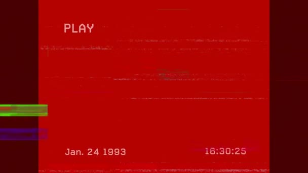 赤の背景に画面上の再生デジタルインターフェイスの記録のアニメーション データ処理 世界的なヴィンテージ接続とデジタルインターフェースの概念デジタル生成されたビデオ — ストック動画