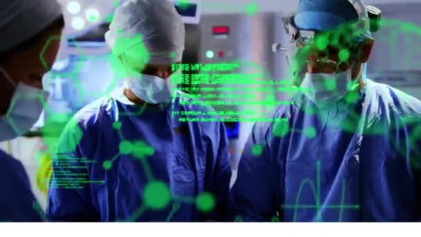 通过外科医生进行人脑动画和医学数据处理 全球医学 数据处理 连接和数字接口概念 — 图库视频影像