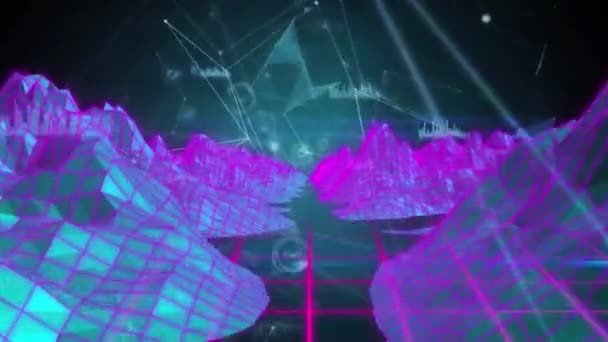 Animace sítě připojení po celém světě a 3D mapy a mřížky. globální propojení, technologie a koncepce zpracování dat digitálně generované video. - Stock záběr