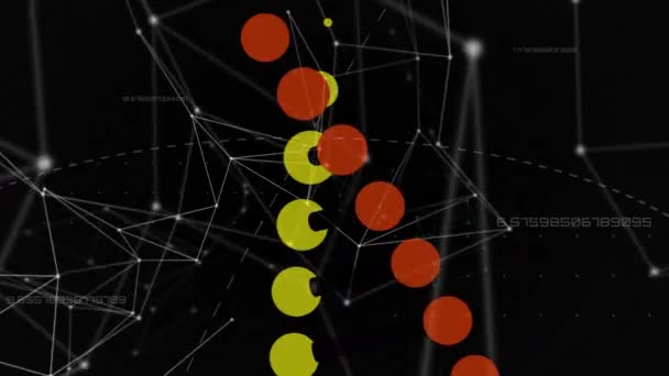 Animación Del Hilo Adn Girando Con Red Conexiones Ciencia Global — Vídeos de Stock