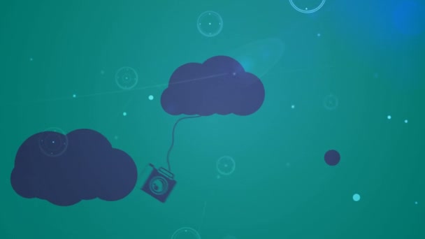 Animación Red Conexiones Con Nubes Digitales Iconos Sobre Procesamiento Datos — Vídeos de Stock