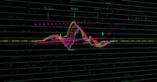 Animace Zpracování Statistik Zpracování Dat Globální Finance Zpracování Dat Koncepce — Stock video