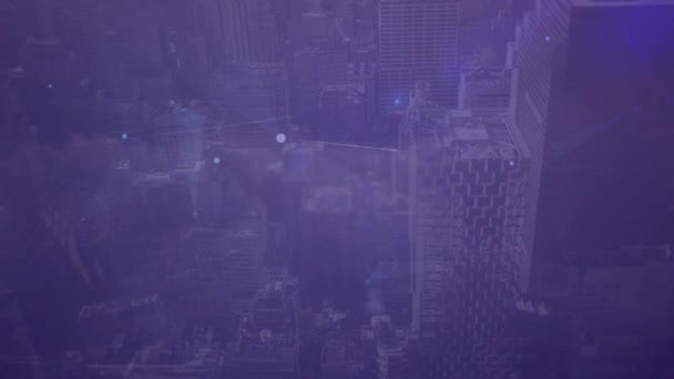 都市間の接続のネットワークのアニメーション 世界的な接続とデジタルインターフェースの概念デジタル生成されたビデオ — ストック動画