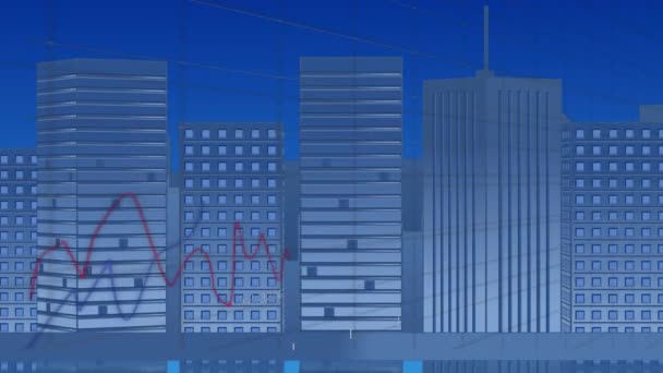 Animation Des Statistiques Traitement Des Données Financières Dans Paysage Urbain — Video