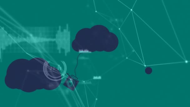 Animação Rede Conexões Com Nuvens Digitais Ícones Sobre Processamento Dados — Vídeo de Stock