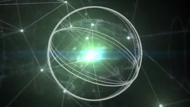 Animering Räckvidd Spinning Med Nätverk Anslutningar Globala Nätverk Teknik Och — Stockvideo