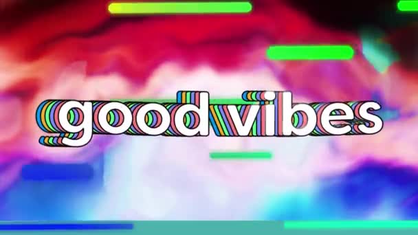Animação Boas Vibrações Texto Sobre Fundo Vibrante Abstrato Conceito Mídia — Vídeo de Stock