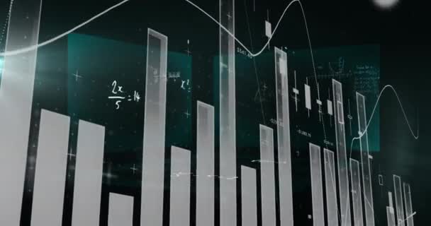 Animação Estatísticas Registrando Equações Telas Conceito Global Ciência Interface Digital — Vídeo de Stock