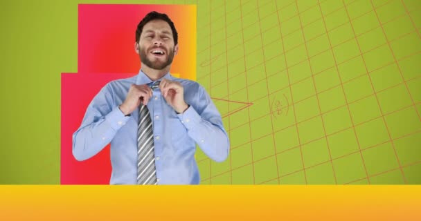 Animación Del Procesamiento Datos Ecuaciones Matemáticas Sobre Hombre Sintiendo Calor — Vídeo de stock