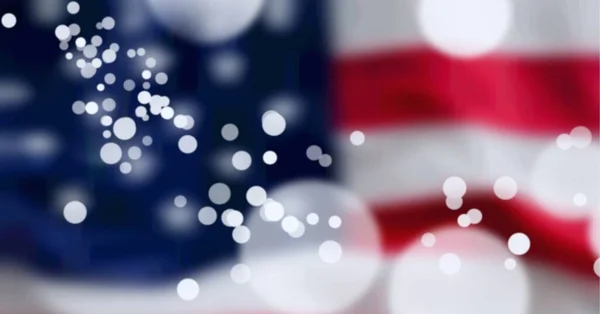 Composição Círculos Brancos Sobre Bandeira Americana Patriotismo Americano Independência Conceito — Fotografia de Stock
