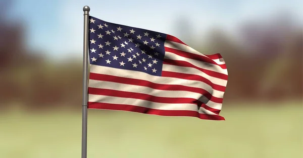 Složení Americké Vlajky Nad Parkem Americký Patriotismus Koncepce Nezávislosti Oslavy — Stock fotografie