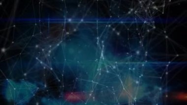 Siyah arkaplan üzerindeki mavi duman etkilerine karşı bağlantılar ağı. küresel ağ ve teknoloji kavramı