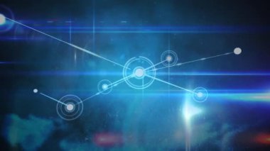 Siyah zemin üzerinde ışık yollarına karşı parlayan bağlantılar ve veri işleme ağı. küresel ağ ve teknoloji kavramı