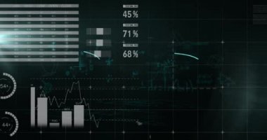 Yeşil zeminde yüzen matematiksel denklemlere karşı istatistiksel veri işleme. veri ve matematiksel araştırma teknolojisi kavramı