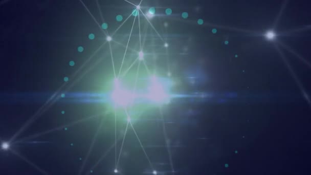 Animación Digital Una Red Brillante Conexiones Contra Senderos Luz Sobre — Vídeo de stock