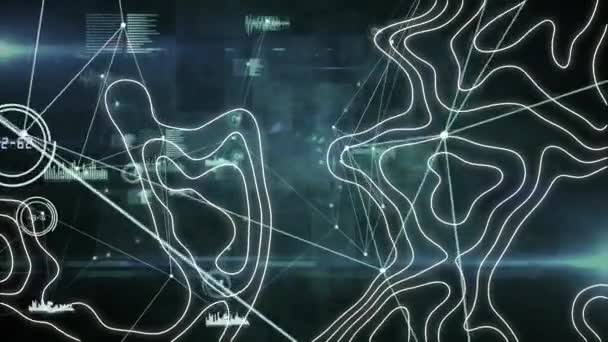 배경의 데이터 처리의 네트워크를 지형의 디지털 애니메이션 글로벌 — 비디오