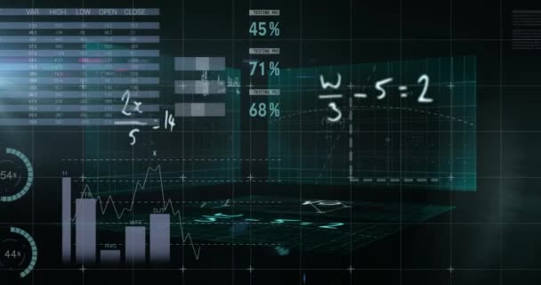 Persamaan Matematis Mengambang Terhadap Pemrosesan Data Statistik Terhadap Latar Belakang — Stok Video