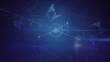 Parlayan kürenin animasyonu ve ışıklarla olan bağlantı ağı, siyahın üzerinde. küresel iletişim teknolojisi, dijital veri paylaşım konsepti, dijital olarak oluşturulmuş video.