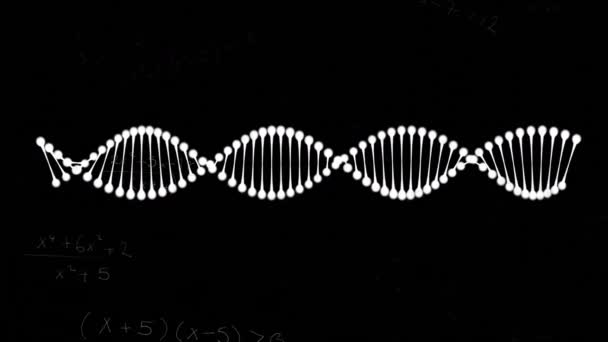 Dna 회전하는 애니메이션 과검은 배경에 데이터 디지털 인터페이스 세계적 디지털 — 비디오