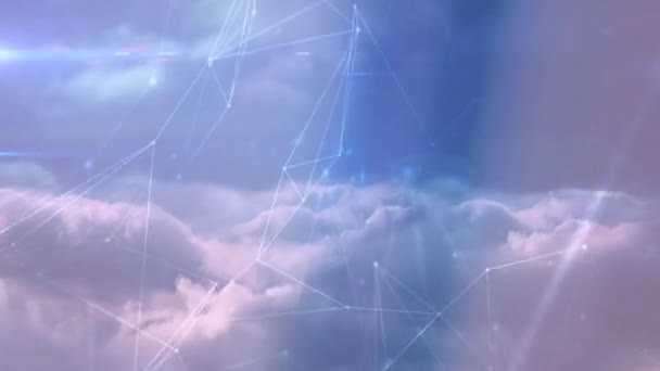 Animación Red Conexiones Digitales Sobre Cielo Las Nubes Fondo Conexiones — Vídeo de stock