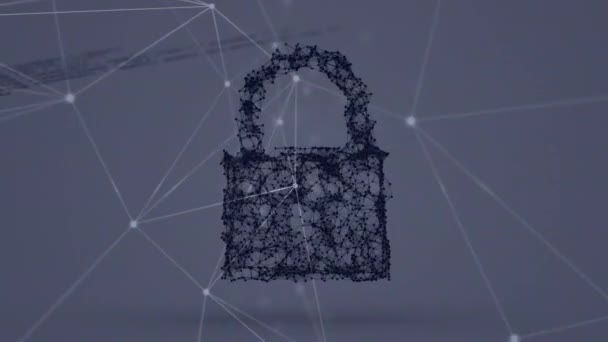 Animering Online Säkerhet Hänglås Nätverk Anslutningar Över Databehandling Global Internetsäkerhet — Stockvideo