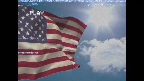 Animáció Játék Digitális Felület Képernyőn Amerikai Zászló Hazafiság Függetlenség Ünneplés — Stock videók