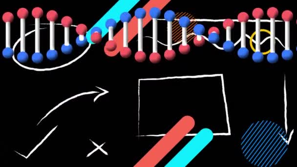 Animation Numérique Structure Adn Filant Sur Des Formes Abstraites Colorées — Video