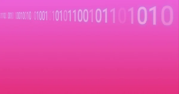 Cyfrowo Generowany Obraz Binarnego Przetwarzania Danych Kodujących Różowym Tle Gradientowym — Zdjęcie stockowe