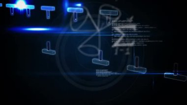 DNA iplikçiklerinin dönmesi ve tıbbi veri işleme animasyonu. küresel bilim, araştırma ve dijital arayüz kavramı dijital olarak oluşturulmuş video.