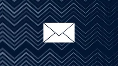 Şevronn desenli arka planda mega satış metni pankartı üzerinde artan sayılara sahip mesaj simgesi. satış indirimi ve sosyal medya ağı kavramı