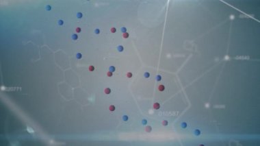 DNA iplikçikleri, moleküller ve tıbbi veri işleme animasyonu. küresel bilim, araştırma ve dijital arayüz kavramı dijital olarak oluşturulmuş video.
