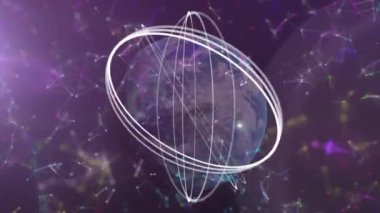 Dünya 'nın animasyonu, kapsam taraması ve bağlantı ağları. küresel teknoloji, bağlantılar ve dijital arayüz konsepti dijital olarak oluşturulmuş video.